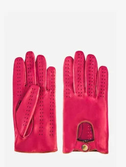 Gants Pilote Femme - Fuchsia / Naturel