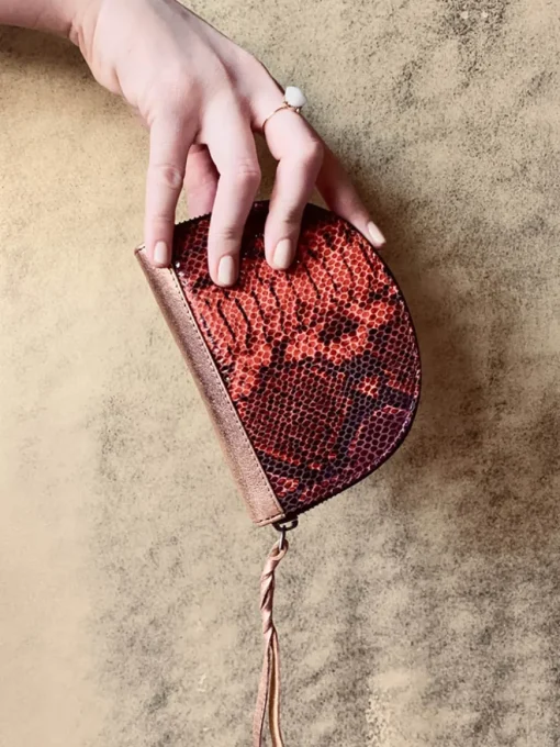 LePortefeuille Manon Python - Rouge Grenat