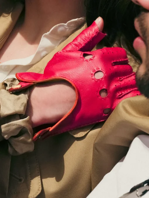 Mitaine Pilote Femme - Fuchsia / Naturel