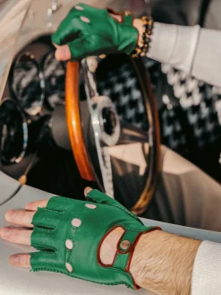 Mitaines Pilote Homme - Vert / Naturel